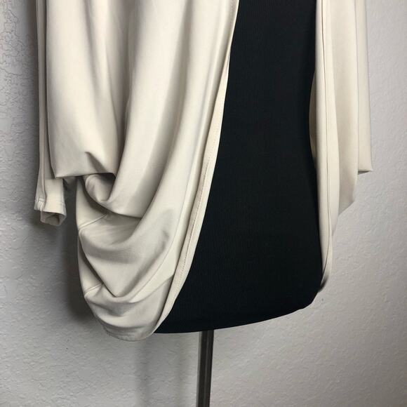 Frank Lyman Design cream ivory bone open front batwing sleeve cardigan size 10 - Picture 3 of 10